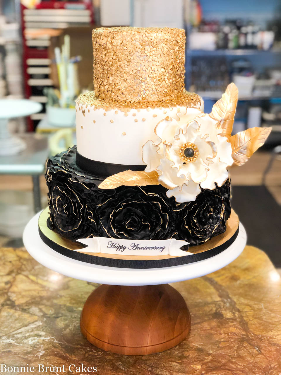 Black Ruffles With Gold Accents Cake Of The Week Wedding Cakes