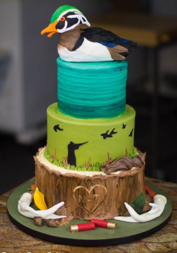 Sculpted Duck and Stump Grooms Cake