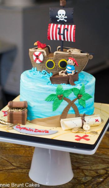 Sculpted Pirate Ship Birthday Cake