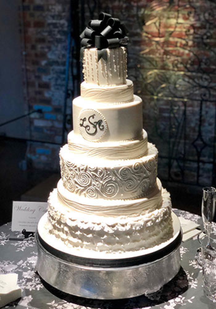White Wedding Cake Black Accents